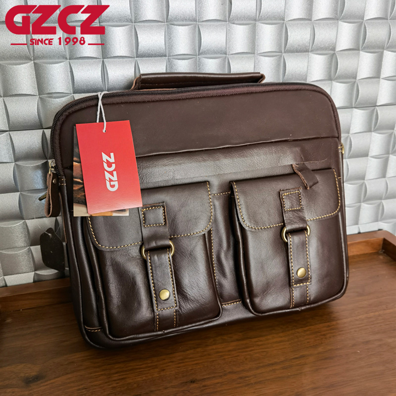 Leatherwork Bag - حقيبة يد رجالية GZCZ للعمل والترفيه،