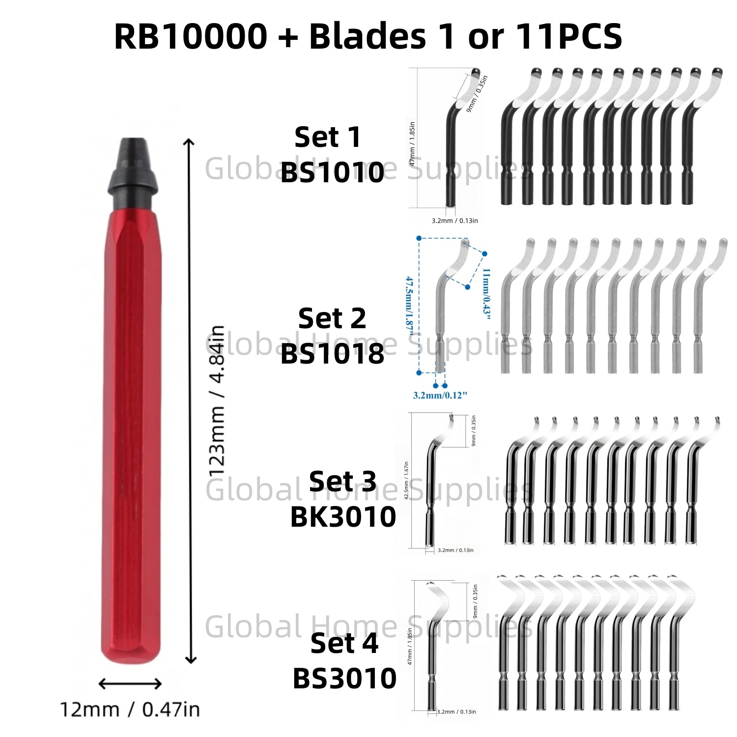 Swivel Knife Tool - مجموعة أدوات إزالة الأزيز RB1000 مع
