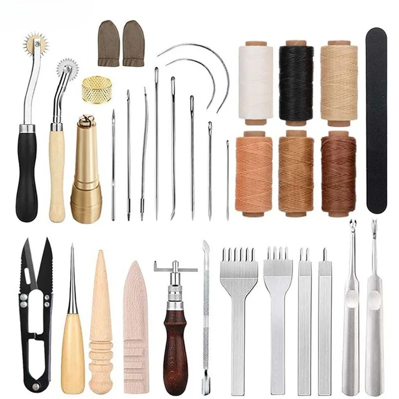 Leatherwork Beginner Tools - 25 قطعة من أدوات العمل بالجلد