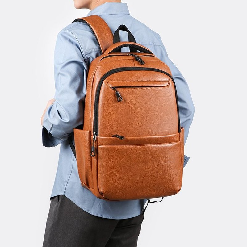 Leatherwork Bag - حقيبة ظهر جلدية فاخرة للأعمال -