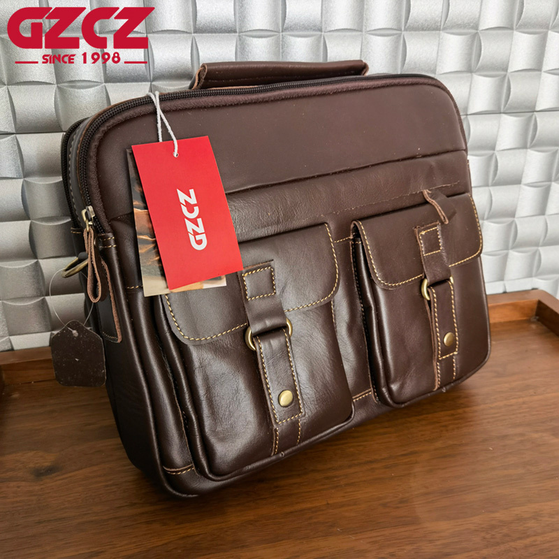 حقيبة يد رجالية GZCZ للعمل وال - مراجعة Leatherwork Bag وسعره